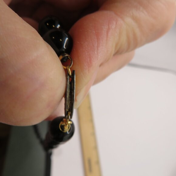Black Bead Necklace with Sterling Clasp - Picture 6 of 8
